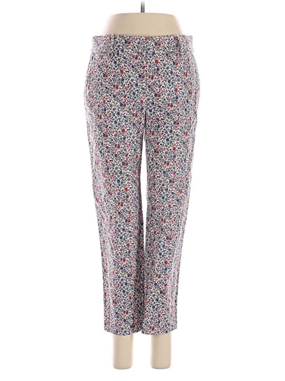 LOFT Floral Print Trousers - Navy, Red & White